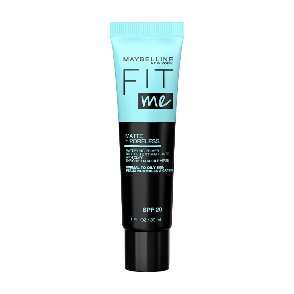 Maybelline New York Fit Me Matte + Poreless Primer - a primer tube on a white background.