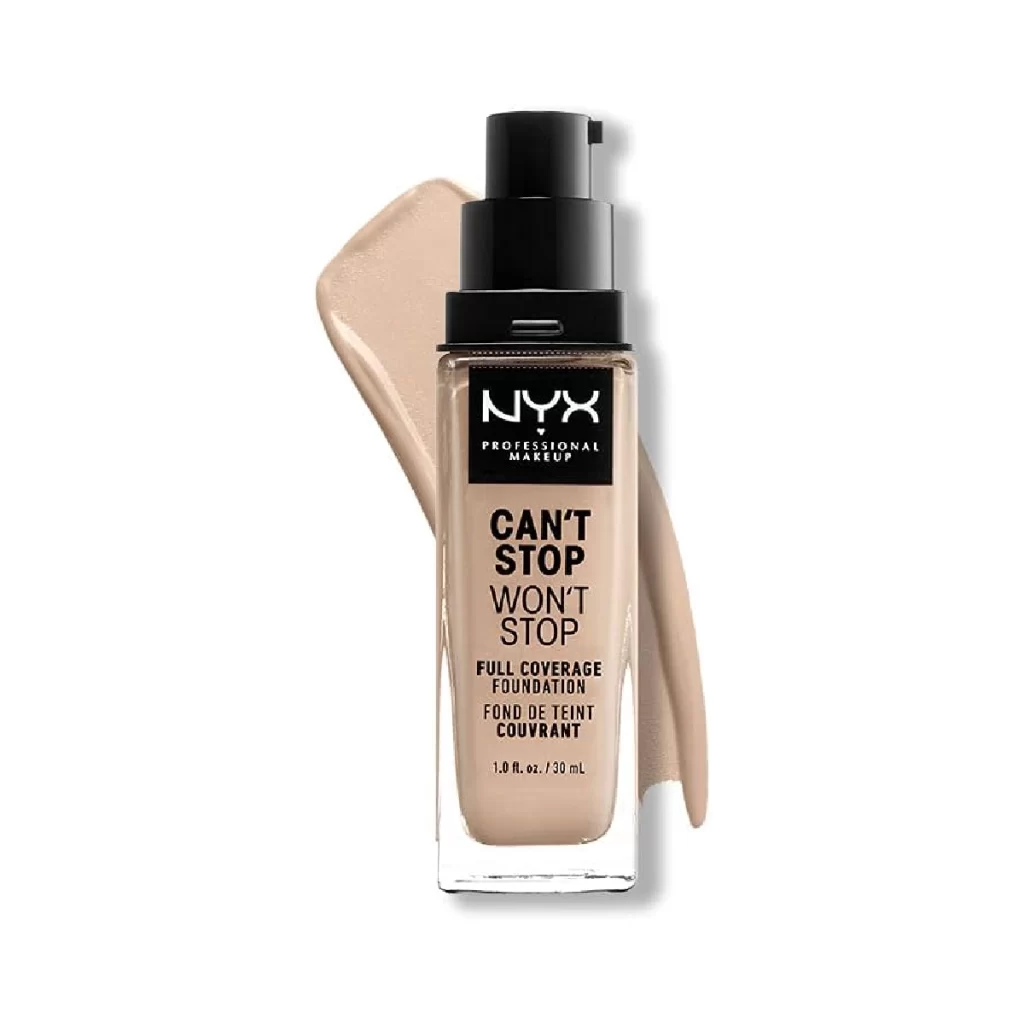 NYX Can't Stop Won't Stop Full Coverage Liquid Foundation - foundation bottle against a white background.
