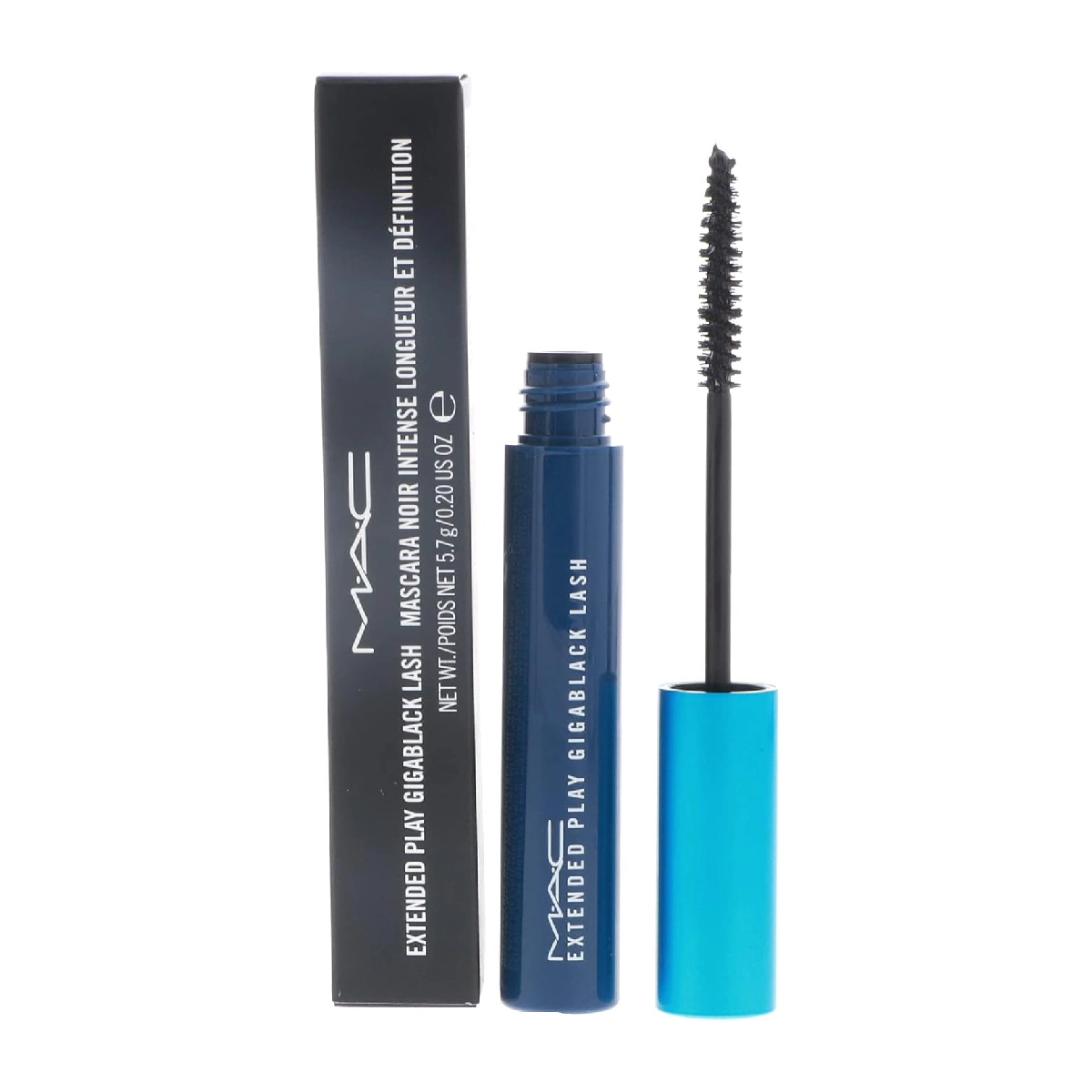 MAC Extended Play Gigablack Lash Mascara - mascara tube against a white background.