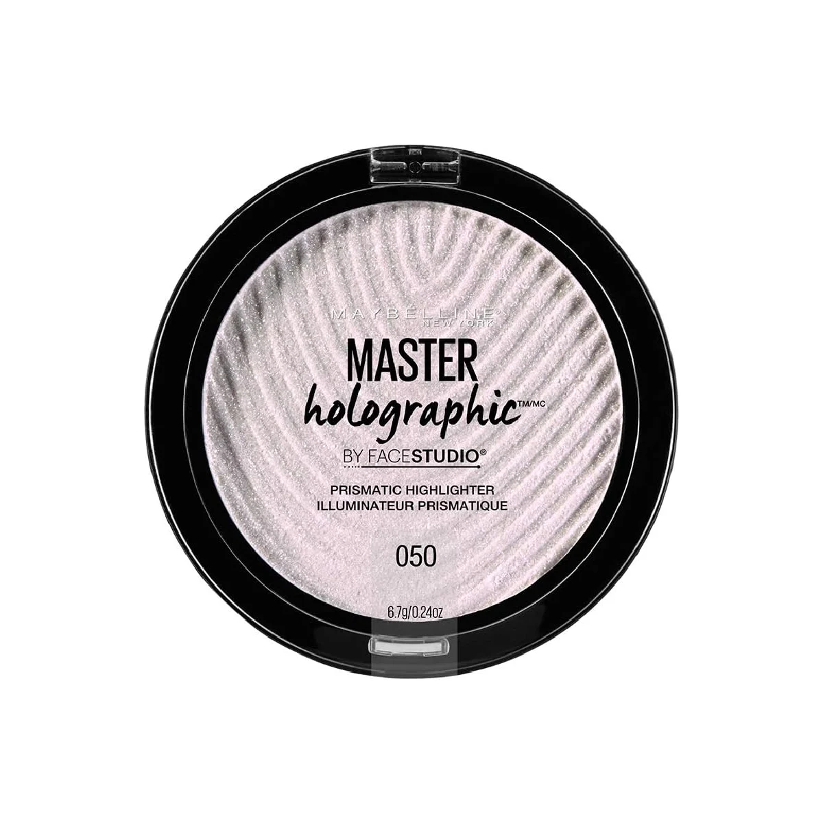 Maybelline New York Facestudio Master Holographic Prismatic Highlighter Makeup - highlighter compact against a white background.