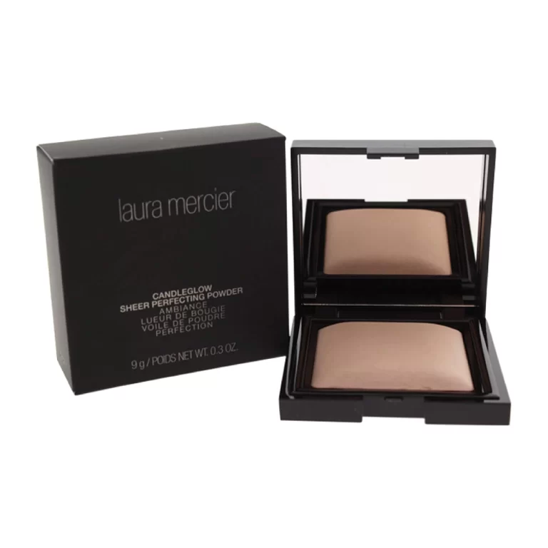 Laura Mercier Candleglow Sheer Perfecting Powder - makeup compact against a white background.