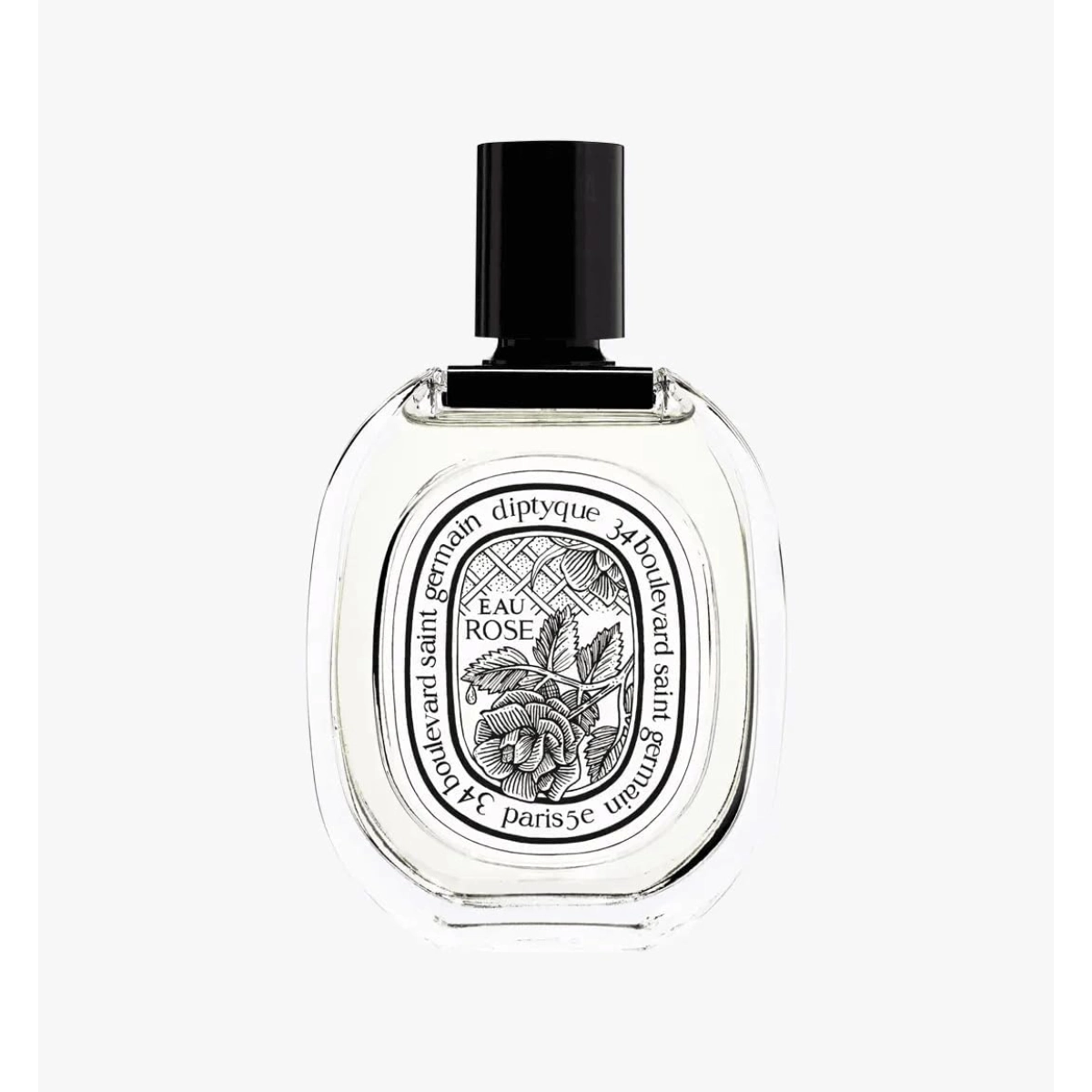 Diptyque Eau Rose perfume bottle on a clean white background
