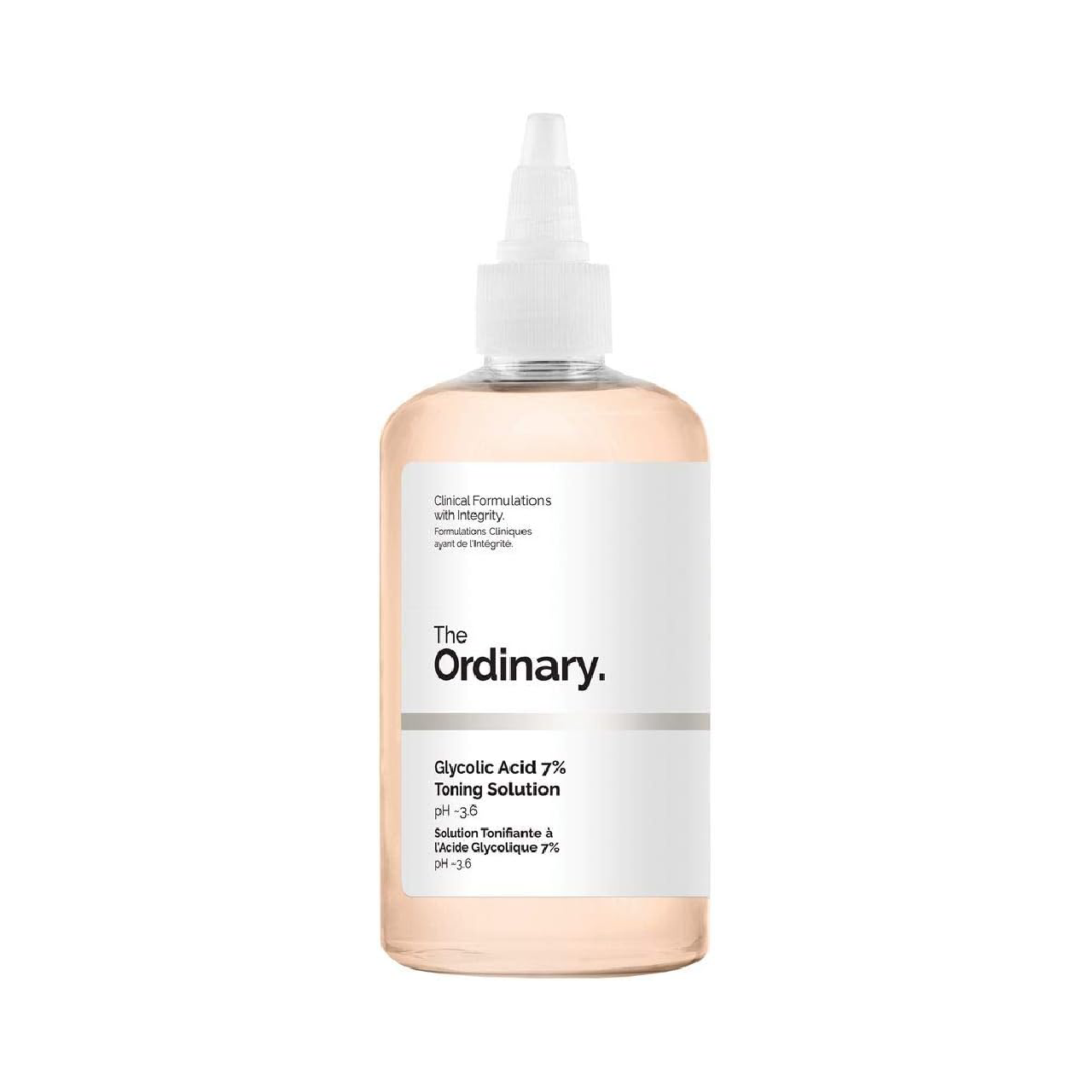 Bottle of The Ordinary Glycolic Acid 7% Toning Solution on a white background