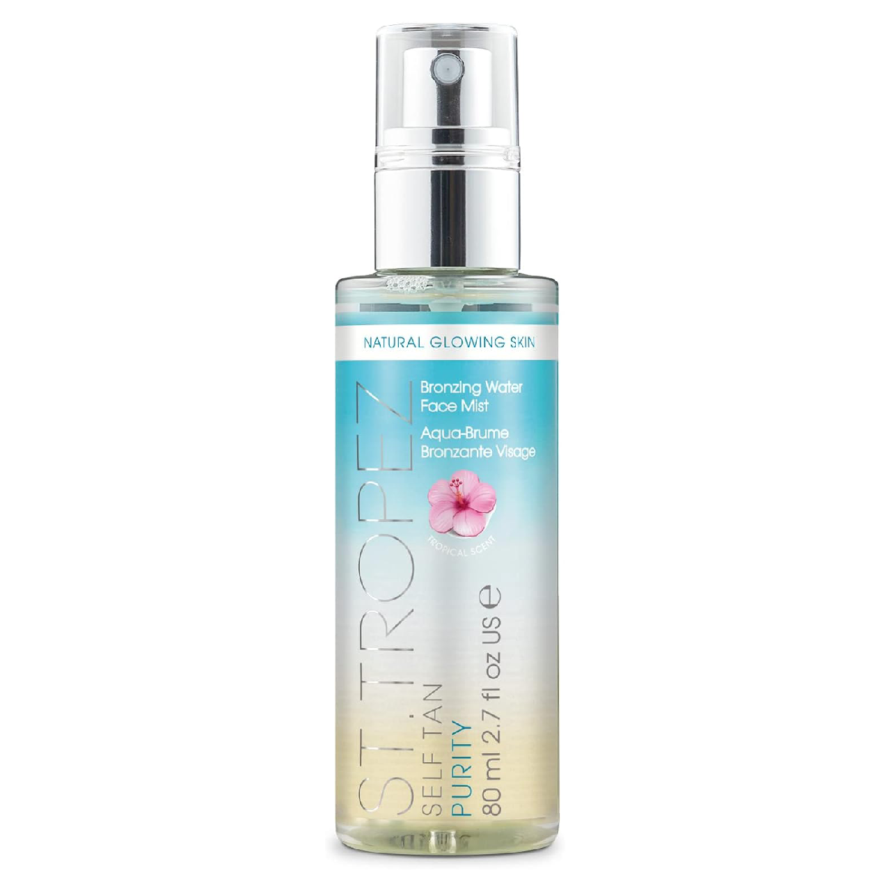 Bottle of St. Tropez Self Tan Purity Bronzing Water Face Mist against a clean white background.