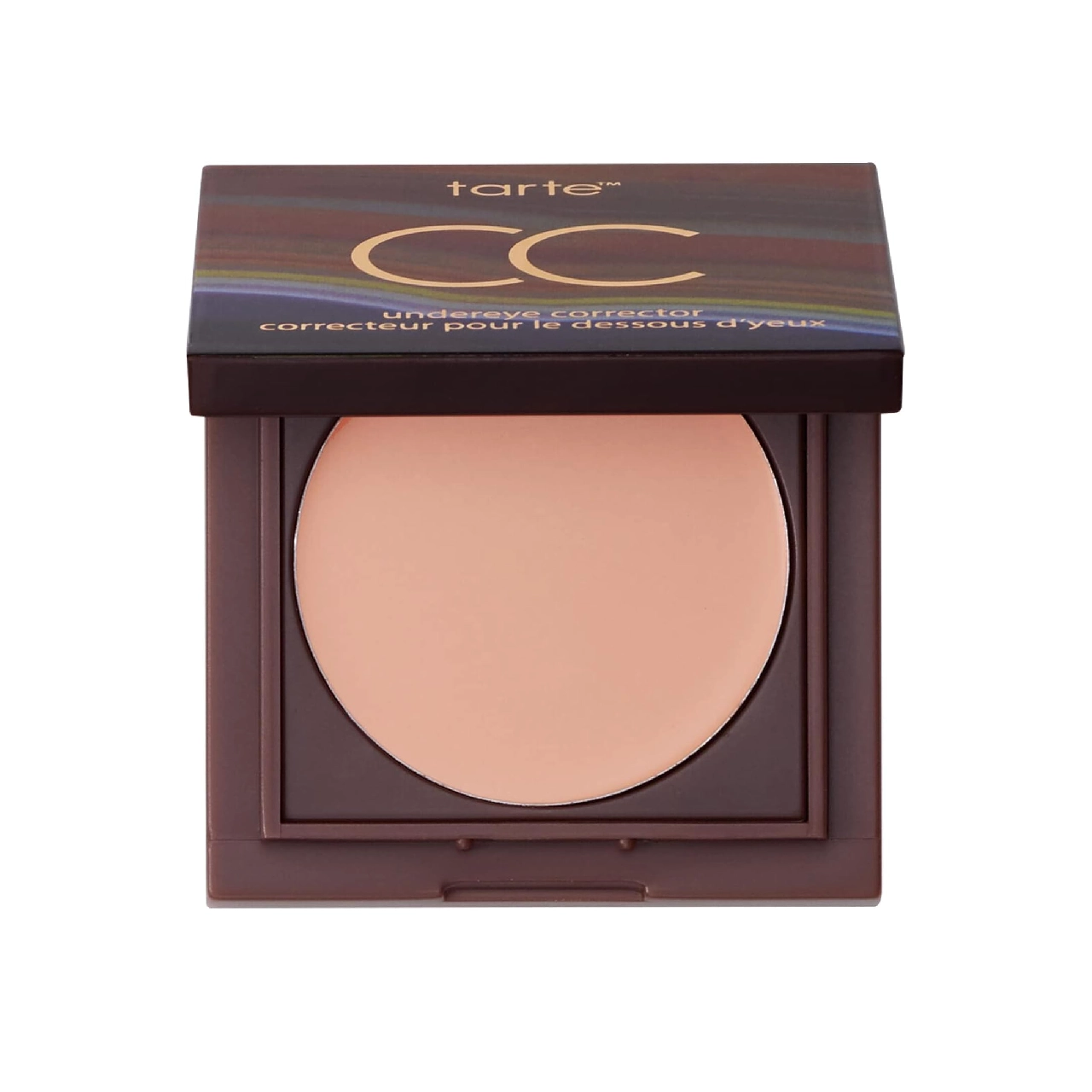 Tarte Colored Clay CC Undereye Corrector jar open on a white surface