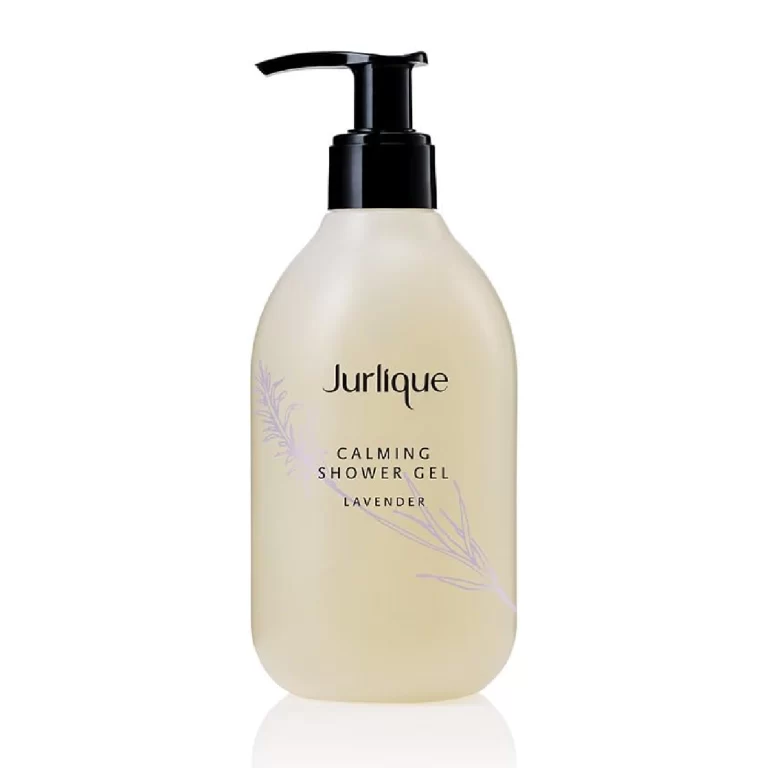 Bottle of Jurlique Shower Gel on a serene background with natural elements