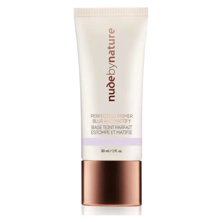 A tube of Nude by Nature Perfecting Primer against a pristine white background.
