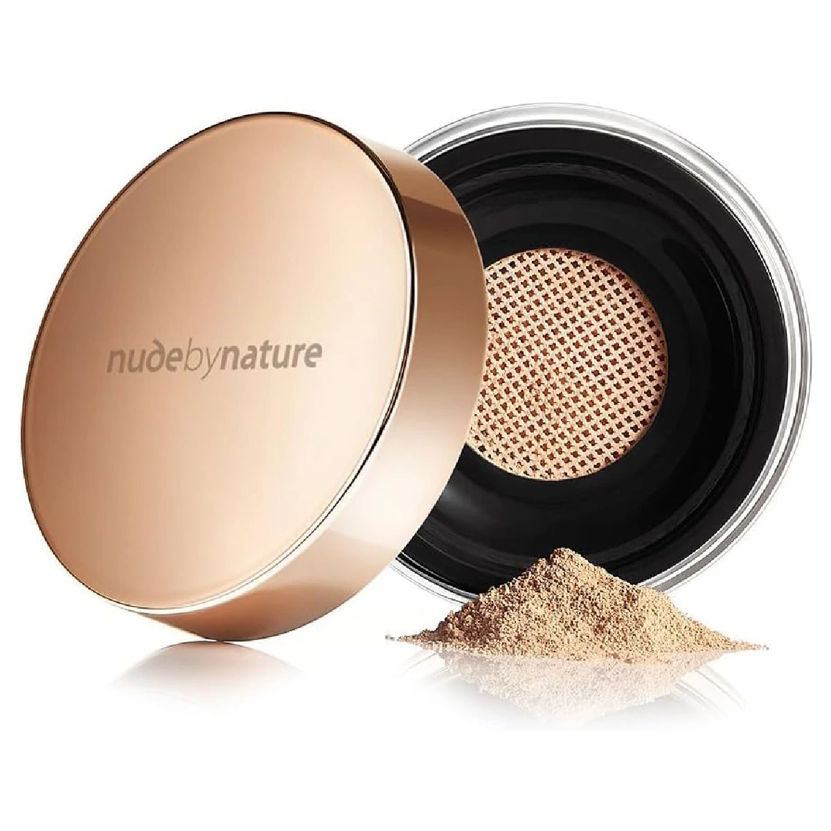 Nude by Nature Radiant Loose Powder Foundation container displayed elegantly.