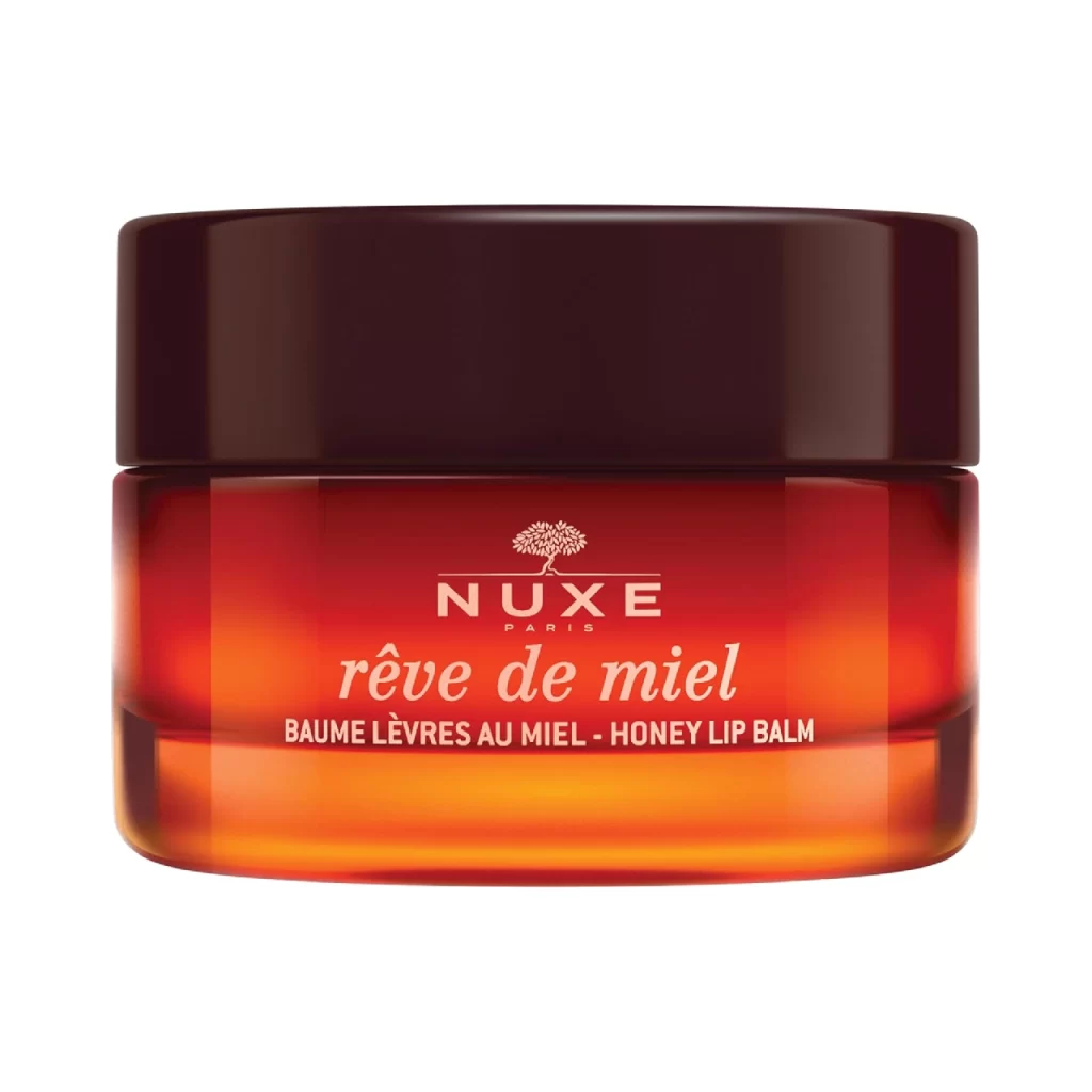 Nuxe Reve De Miel Lip Balm jar displayed against a white background