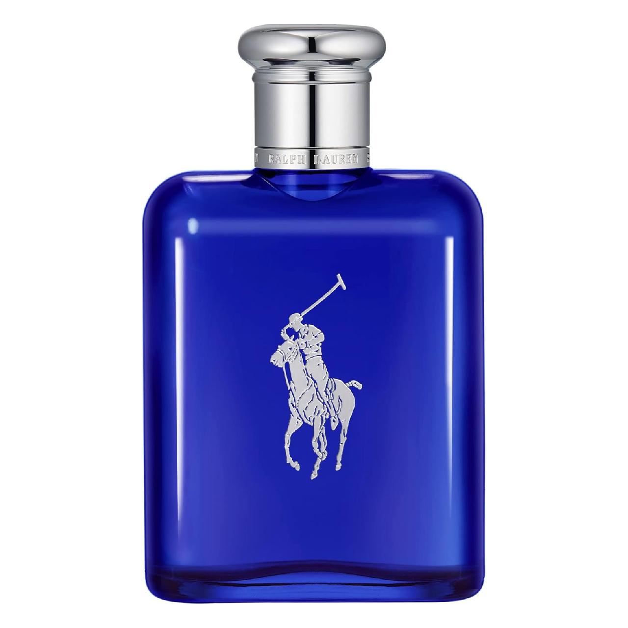 Ralph Lauren Polo Blue cologne bottle against a white background