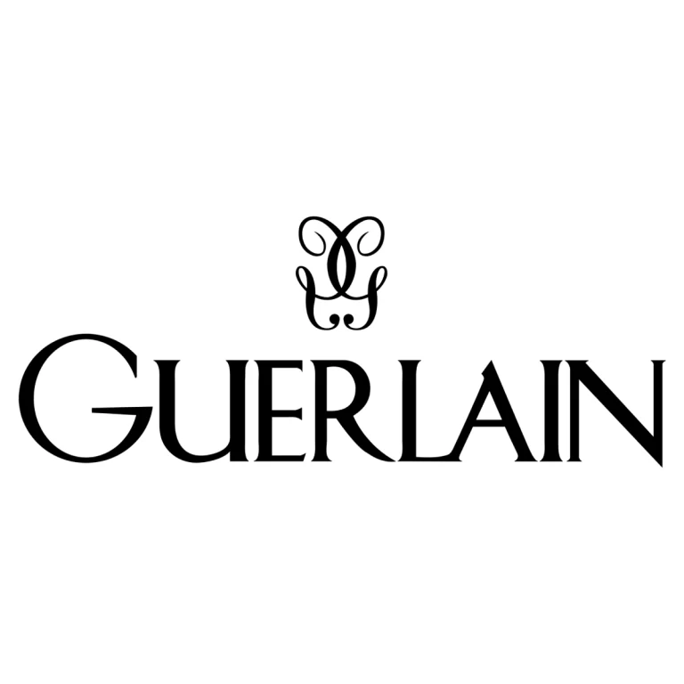 Guerlain logo featuring elegant cursive script and classic design elements.