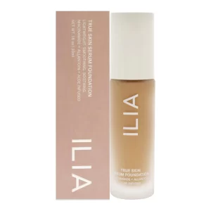 Bottle of ILIA True Skin Serum Foundation displayed on a white background.