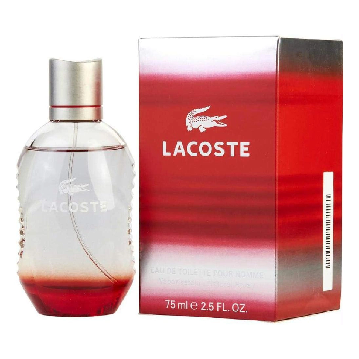 Lacoste Red Perfume bottle on white background
