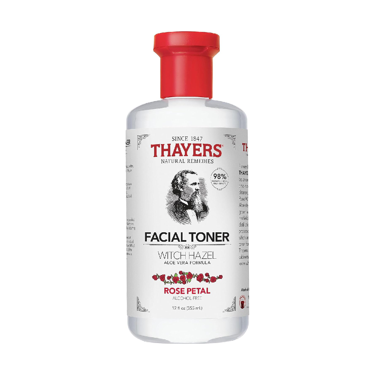 Bottles of Thayers Witch Hazel Facial Toner and Caudalie Beauty Elixir against a white background