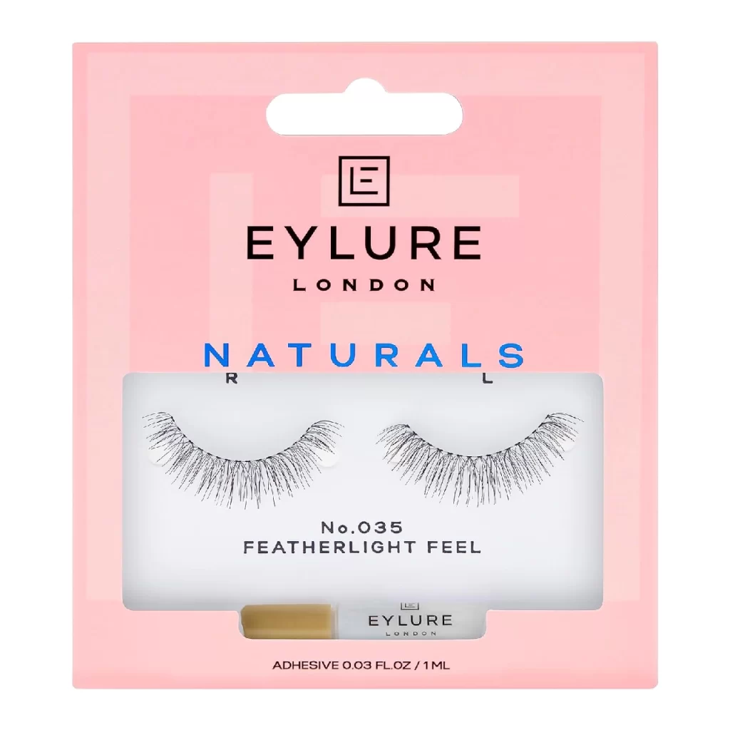 Eylure Naturals False Lashes arranged neatly against a pure white background