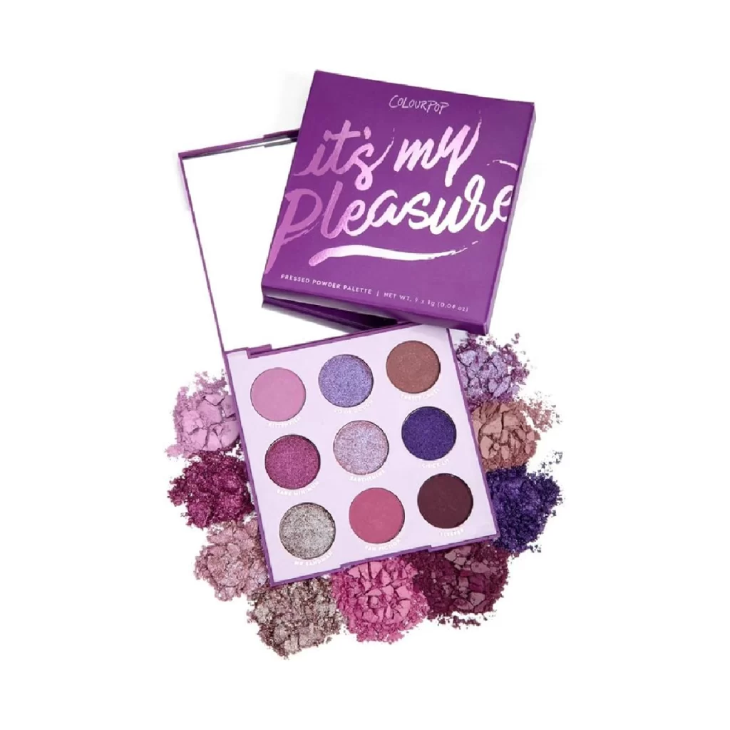 Colourpop It's My Pleasure Purple Eyeshadow Palette on a white background