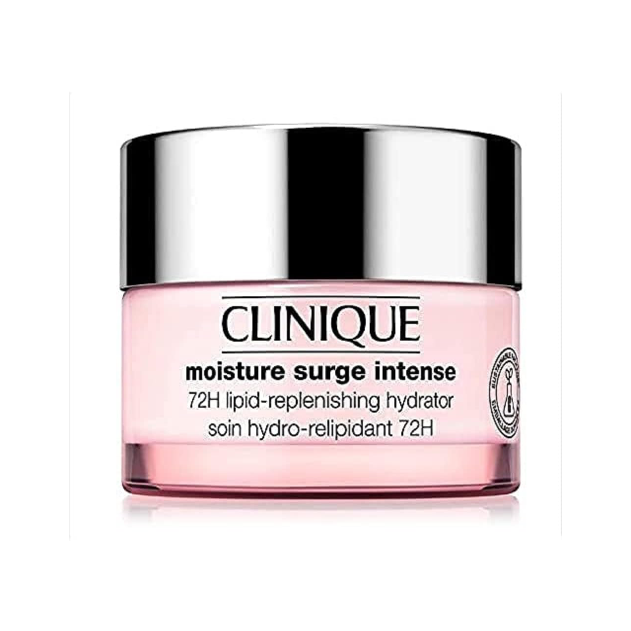 Jar of Clinique Moisture Surge 72-Hour Auto-Replenishing Hydrator on a white background