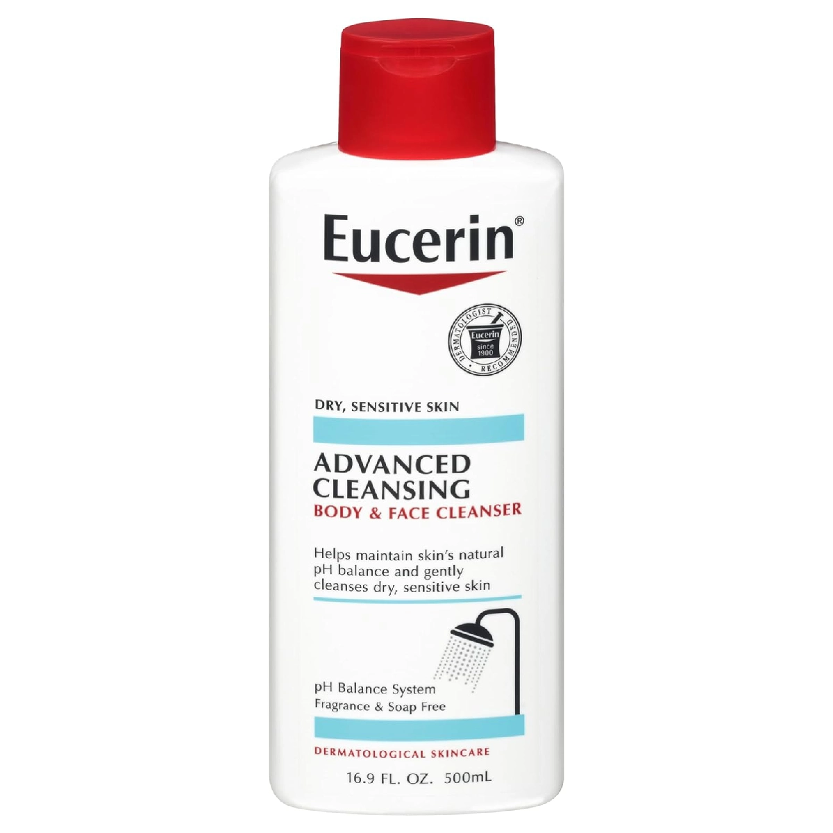 Eucerin Advanced Cleansing Body and Face Cleanser against a white background