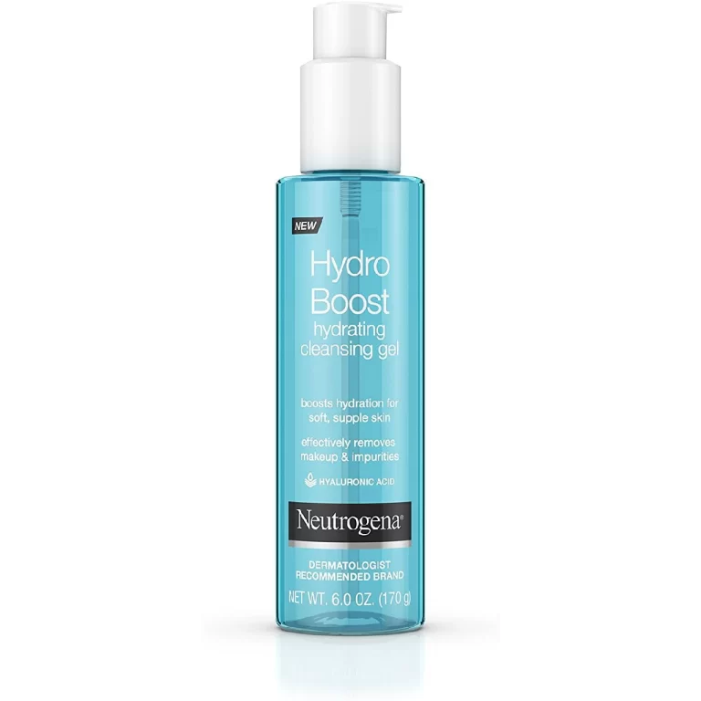 Bottle of Neutrogena Hydro Boost Hydrating Cleansing Gel on a white background.