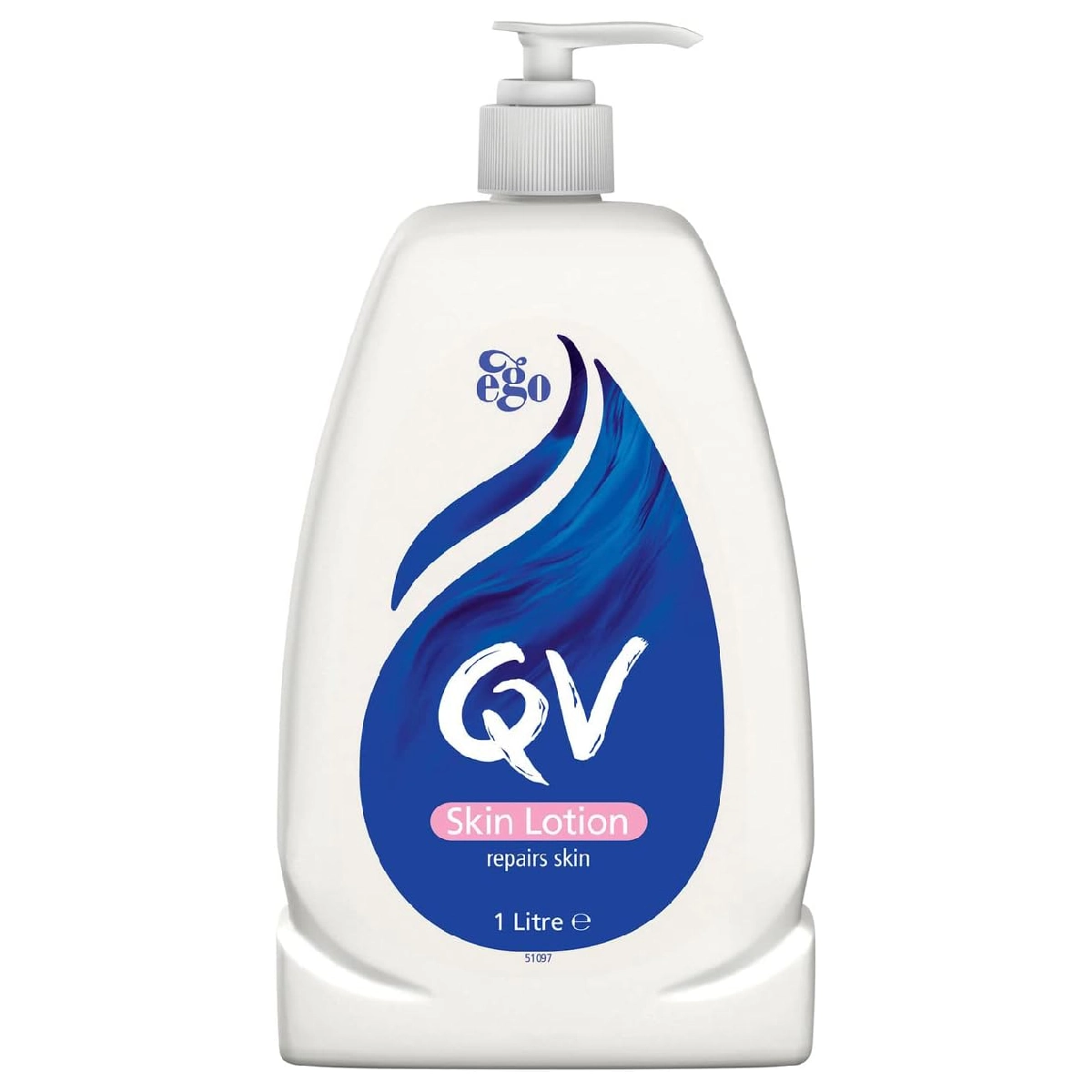 Bottle of QV Skin Lotion on a white background