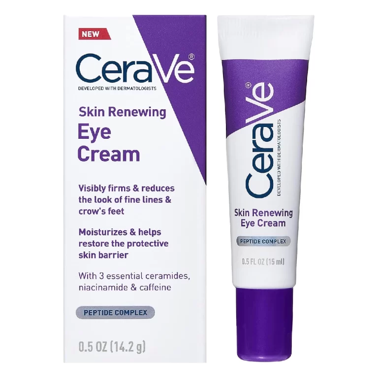 Tube of CeraVe Eye Cream for Wrinkles on a white background