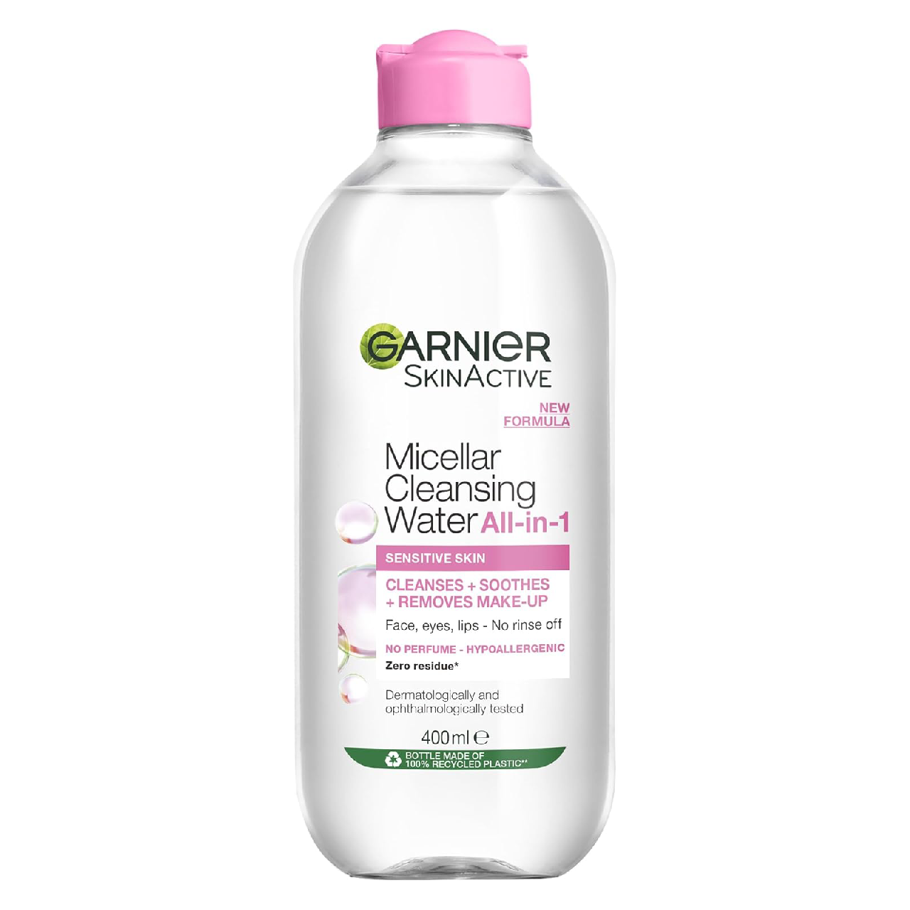 Garnier Micellar Water bottle on a white background