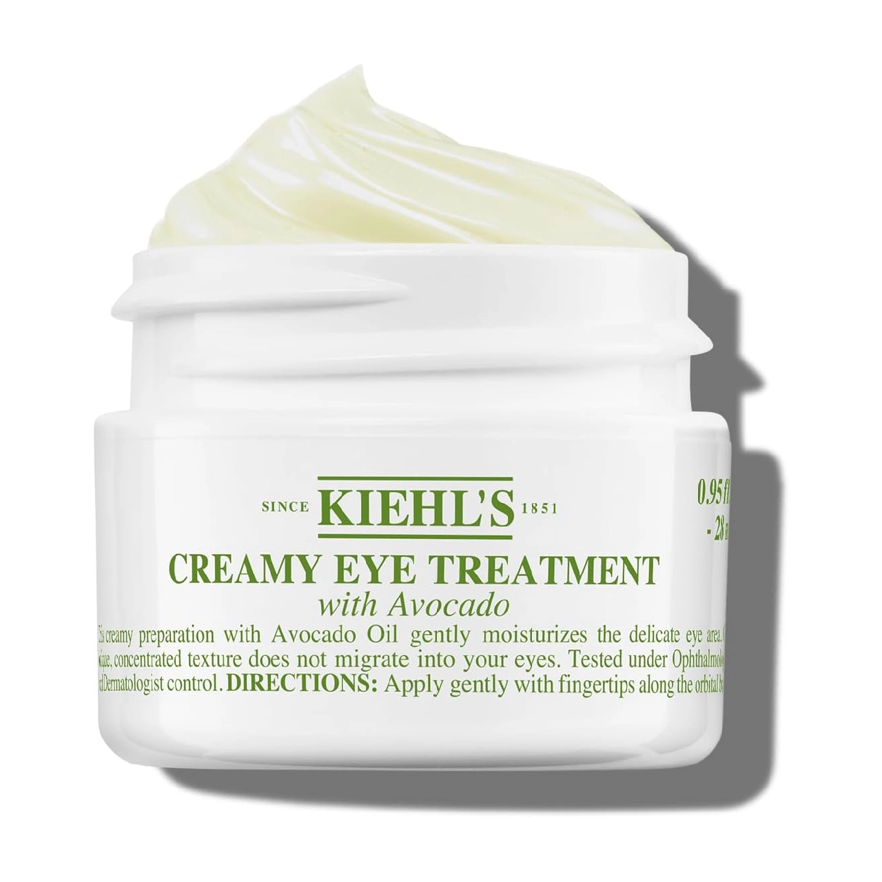 Jar of Kiehl’s Creamy Eye Treatment with Avocado on a white background