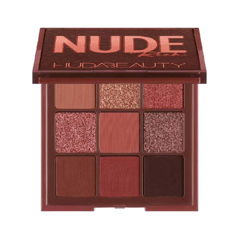 HUDA Beauty Nude Obsessions Eyeshadow Palette in Nude Rich against a white background