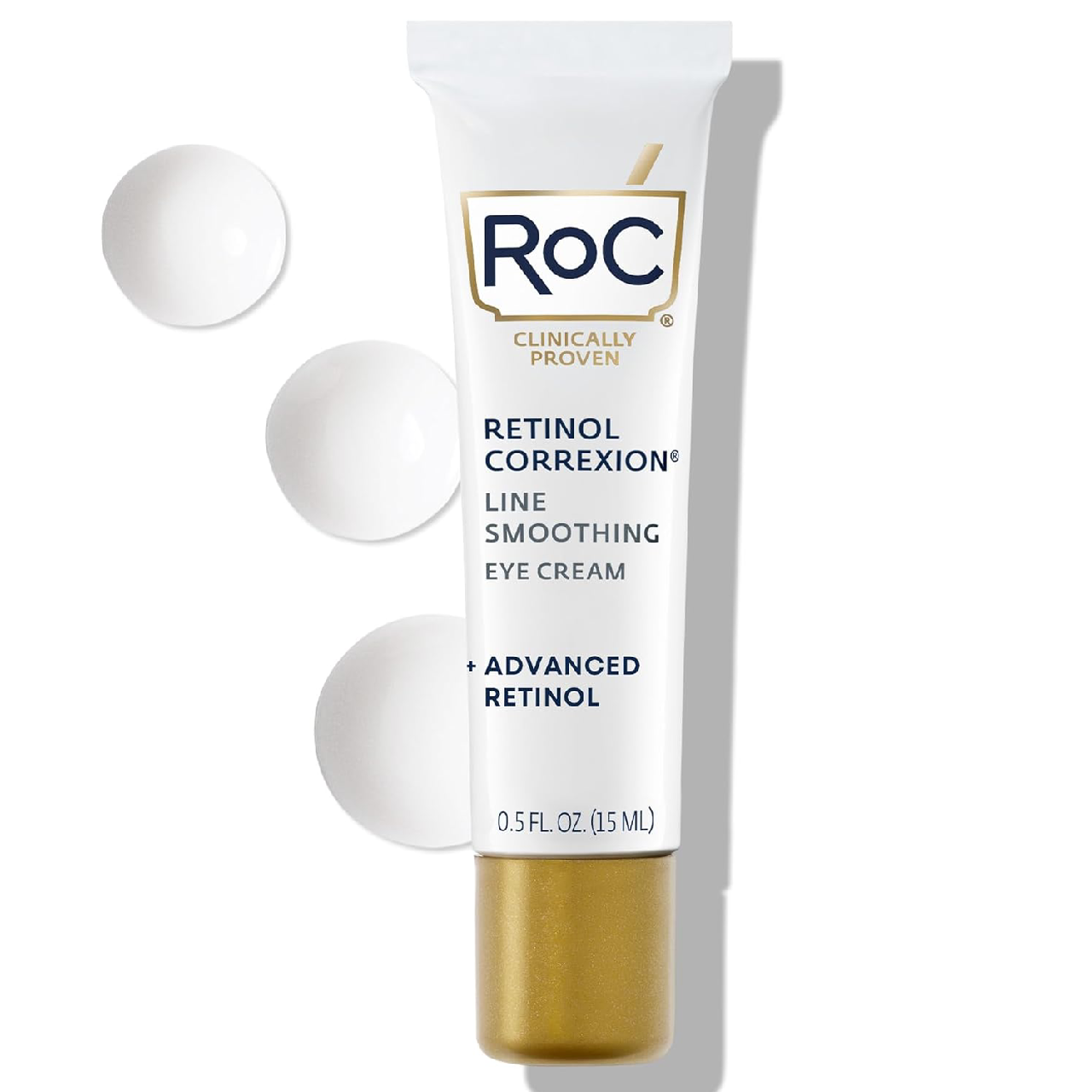 Tube of RoC Retinol Correxion Eye Cream displayed on a white background.