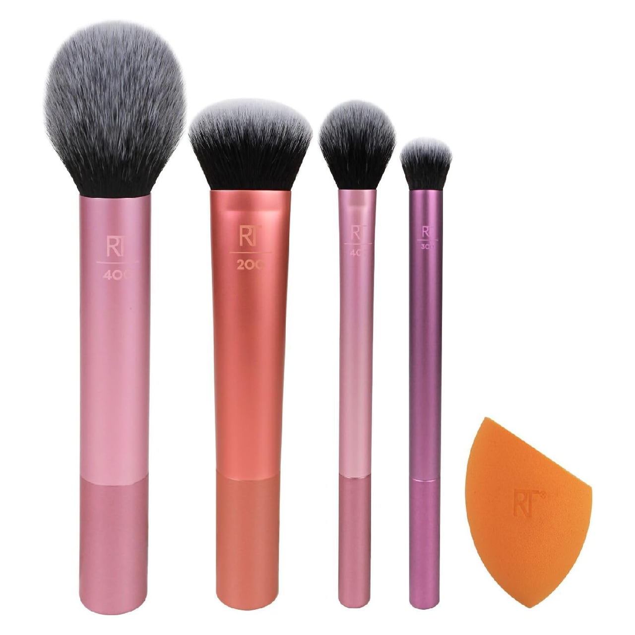 Real Techniques makeup brush set displayed on a white background