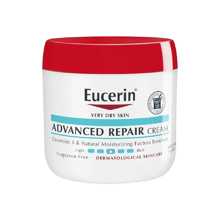 Jar of Eucerin Advanced Repair Cream on a white background.