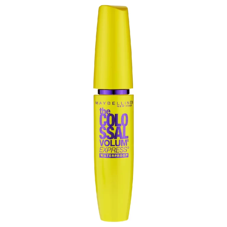 Bottle of Maybelline New York Volum' Express The Colossal Mascara on a white background