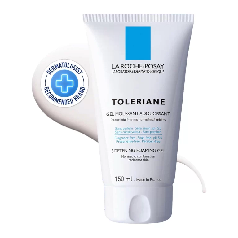 Bottle of La Roche-Posay Toleriane Purifying Foaming Facial Cleanser on a white background