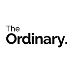 The Ordinary brand logo featuring a minimalist design with black text on a white background.