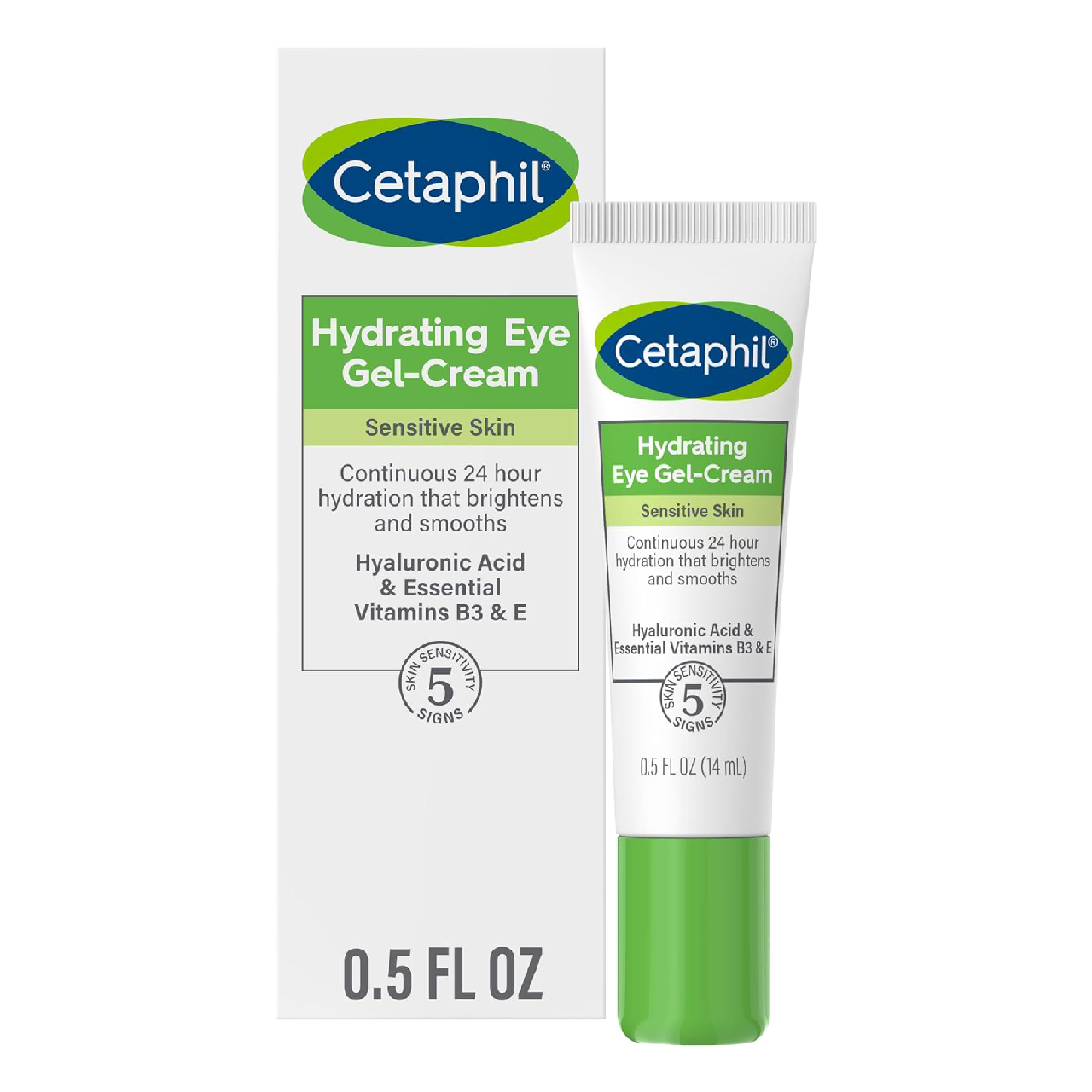 Tube of Cetaphil Hydrating Eye Gel-Cream against a white background