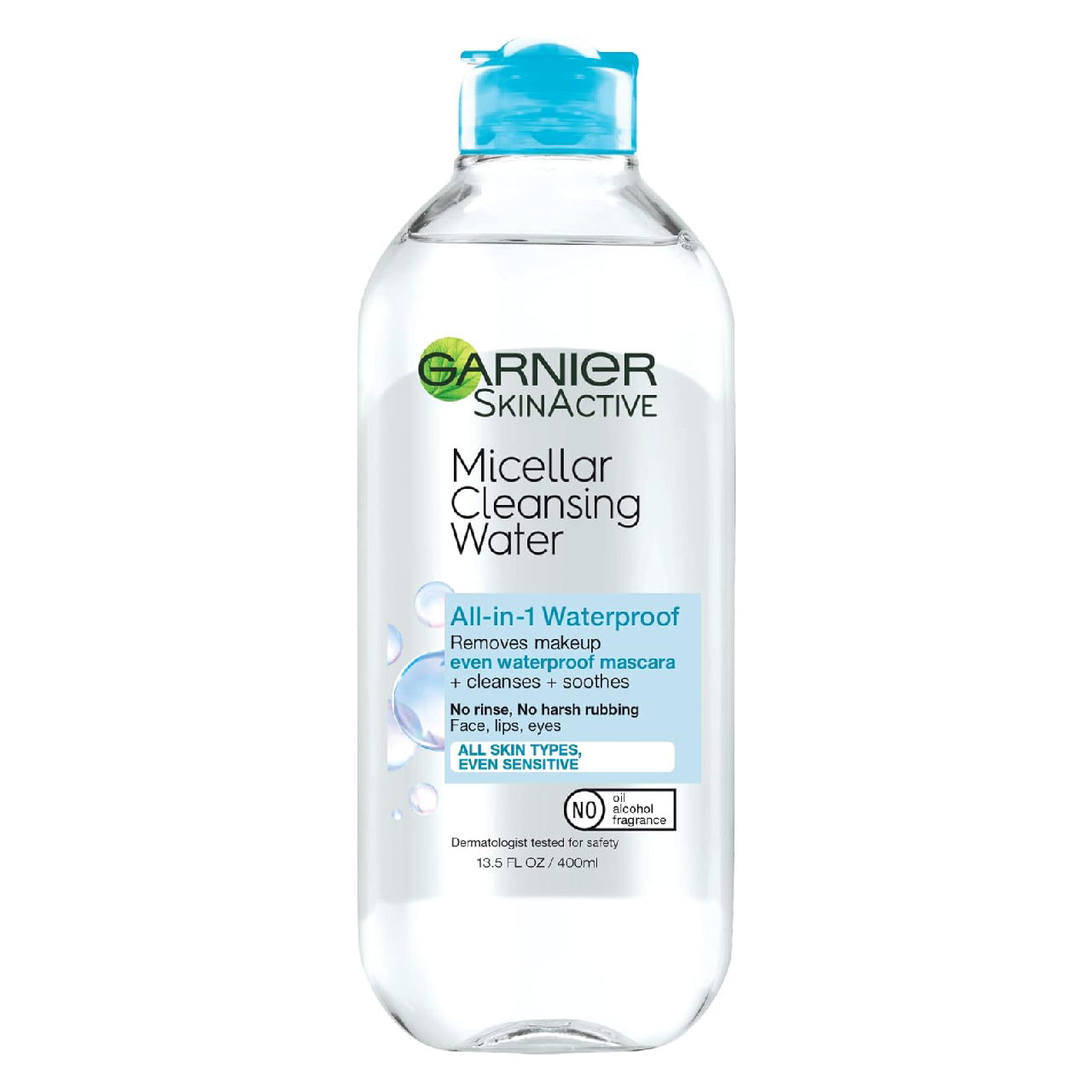 Bottle of Garnier SkinActive Micellar Cleansing Water on a white background