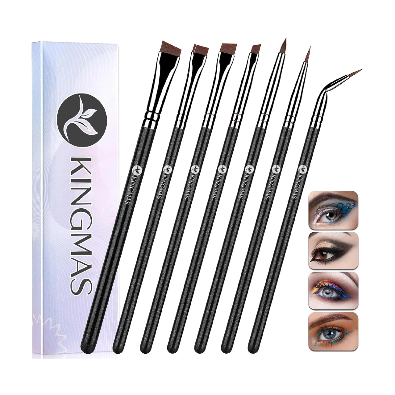 KINGMAS Angled Eyeliner Brush Set against a white background