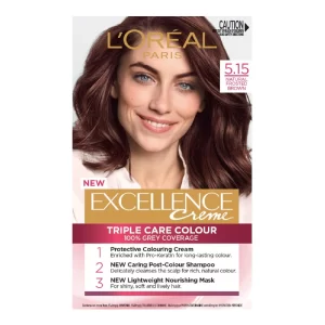 Box of L'Oréal Paris Excellence Creme hair dye against a white background