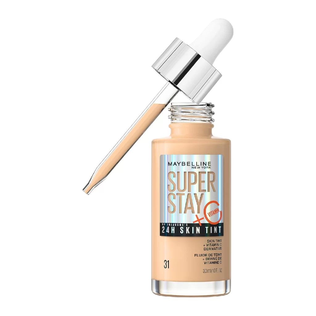 Bottle of Maybelline SuperStay 24H Foundation on white background