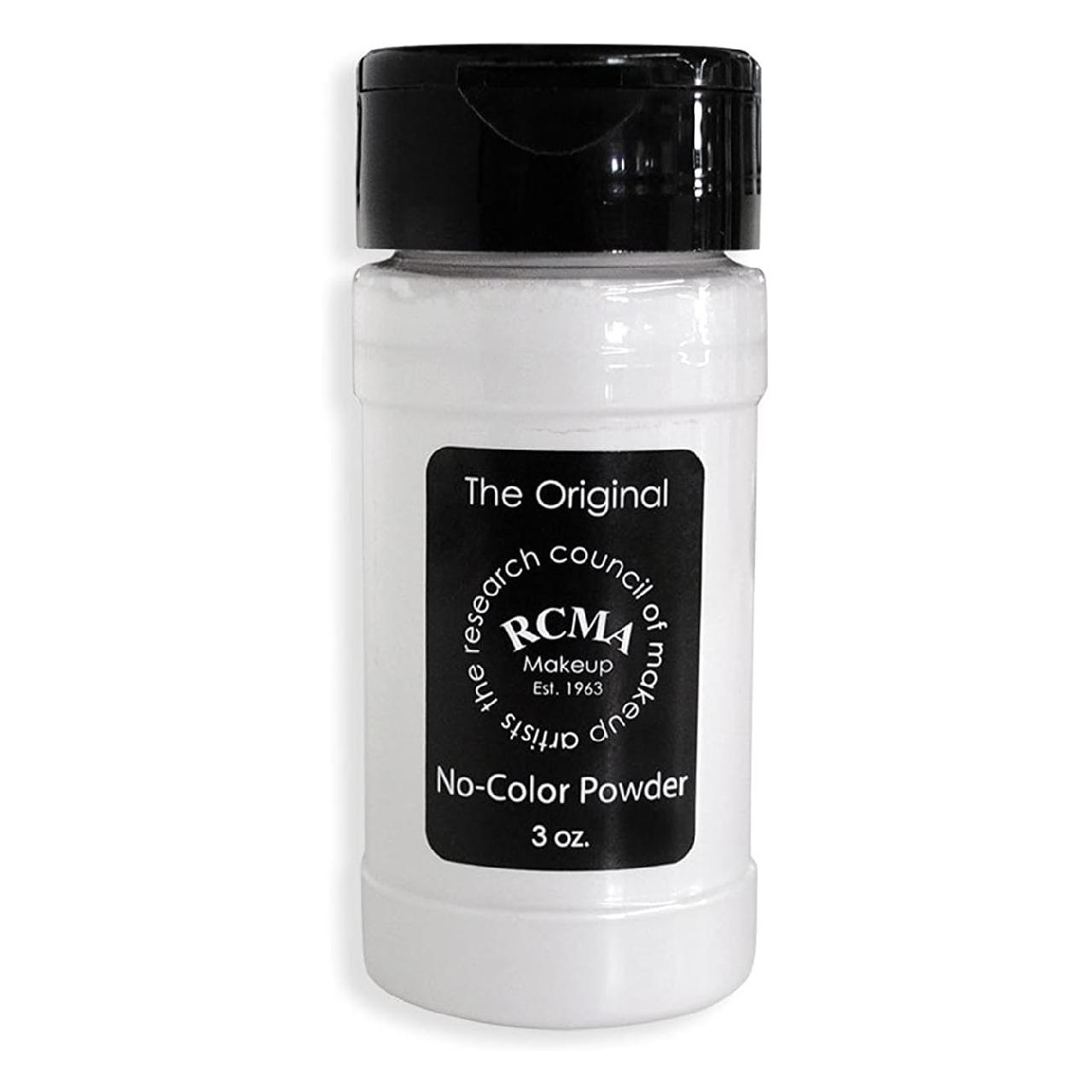 Open container of RCMA No-Color Powder against a white background