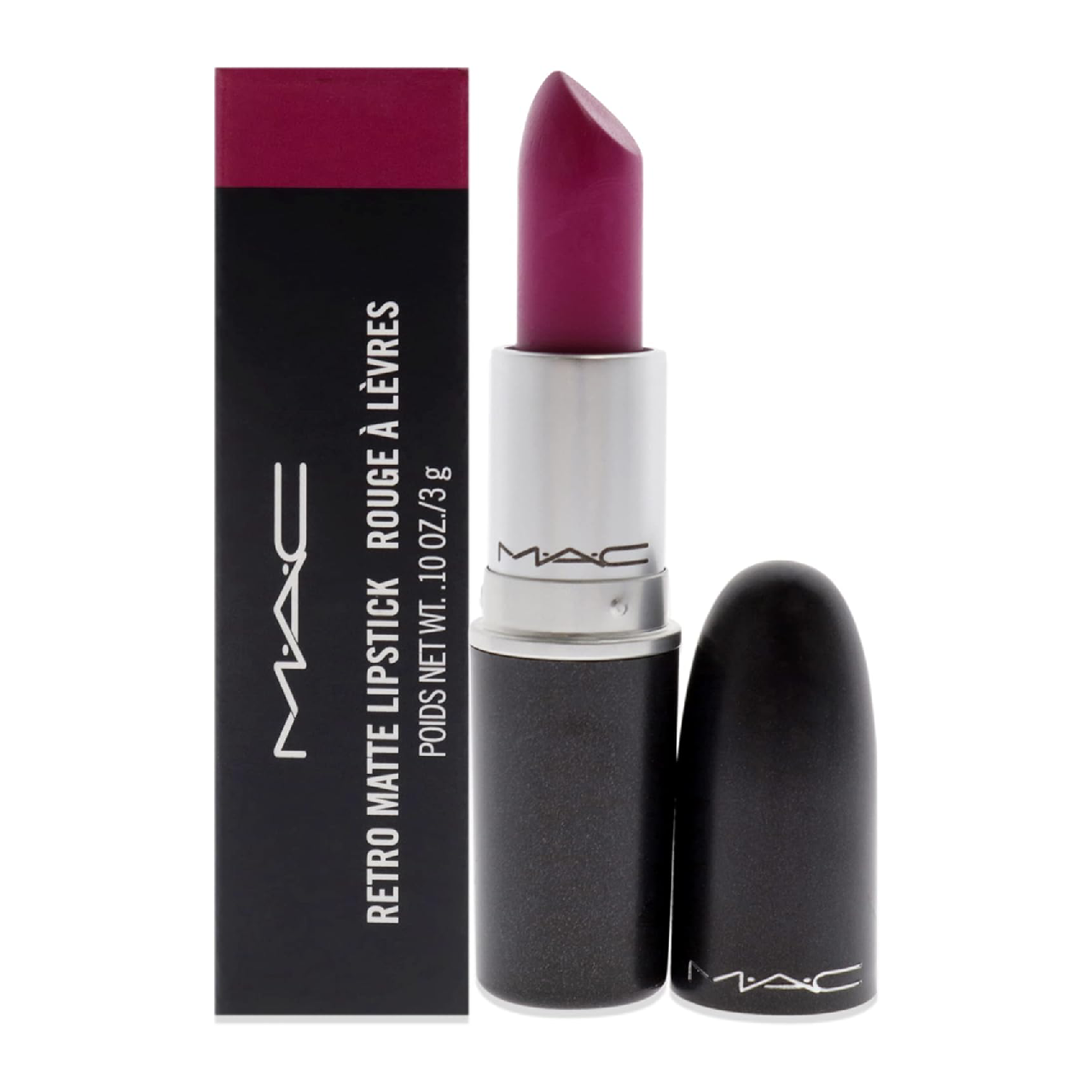 A stick of MAC Retro Matte lipstick displayed against a pure white background.