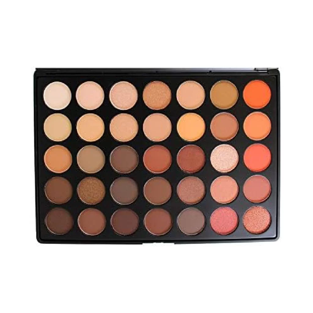 Morphe Brushes 350 Nature Glow Eyeshadow Palette showcasing 35 colors on a white background