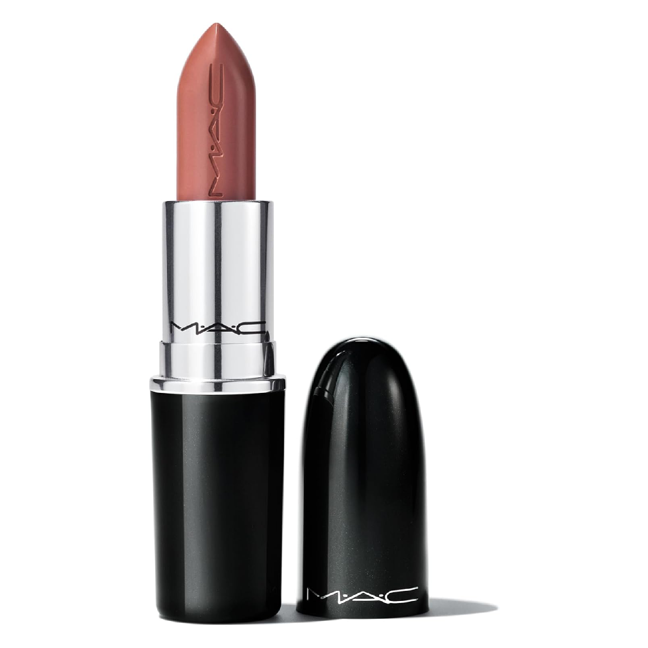 A single MAC Lustre Lipstick displayed against a white background