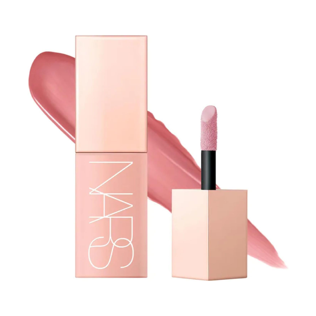 Nars Afterglow Liquid Blush bottle against a white background showcasing its sleek design and radiant formula.