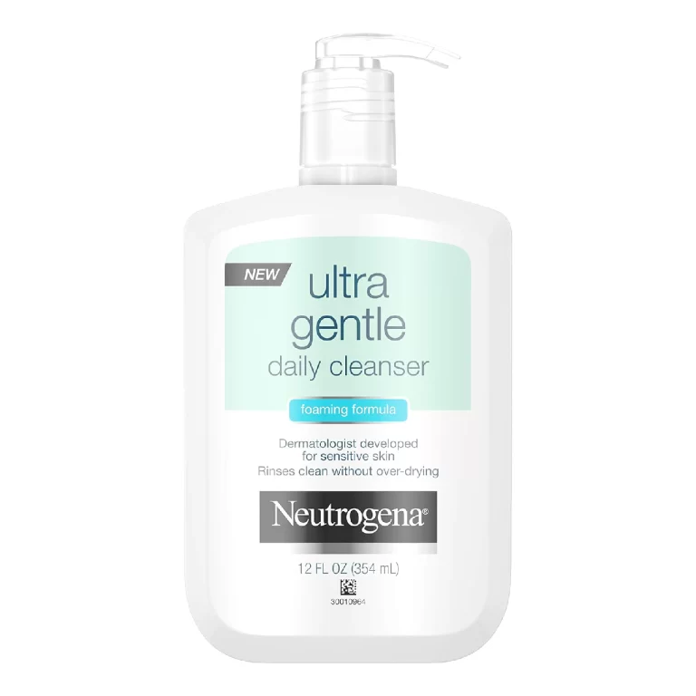 Bottle of Neutrogena Ultra Gentle Daily Cleanser on a white background